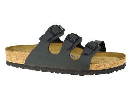 Birkenstock Florida Black Birko-Flor Womens Triple Strap Slip On Sandals - UK 4.5 For Sale