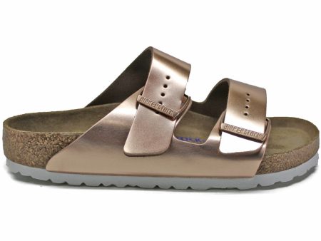 Birkenstock Arizona Metallic Copper Women Leather Soft Footbed Open-Back Sandals - UK 5 Online now