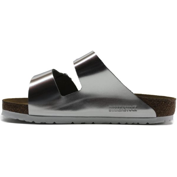 Birkenstock Womens Sandals Arizona Metallic Open-Back Slip-On Slides Leather - UK 7 For Cheap