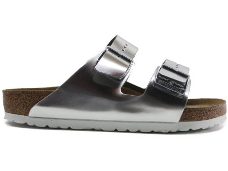 Birkenstock Womens Sandals Arizona Metallic Open-Back Slip-On Slides Leather - UK 7 For Cheap