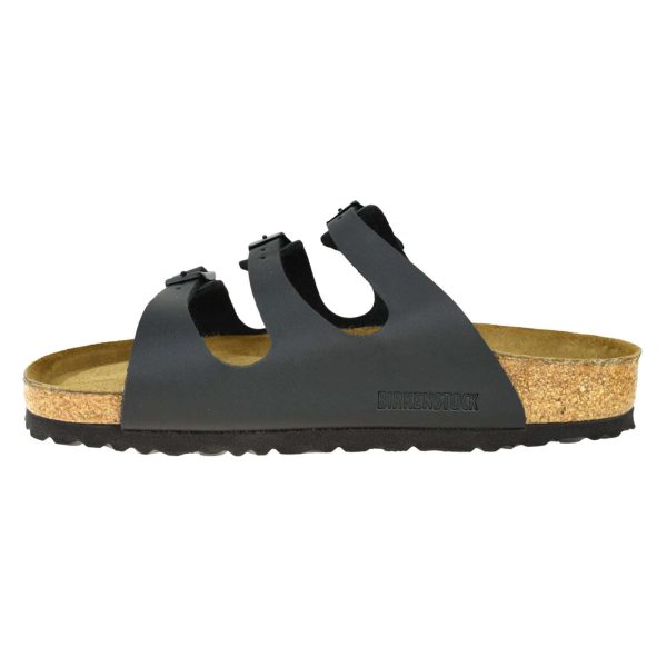 Birkenstock Florida Black Birko-Flor Womens Triple Strap Slip On Sandals - UK 4.5 For Sale