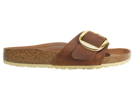 Birkenstock Madrid Big Buckle Metallic Suede Womens Sandals Cognac - UK 5 Hot on Sale