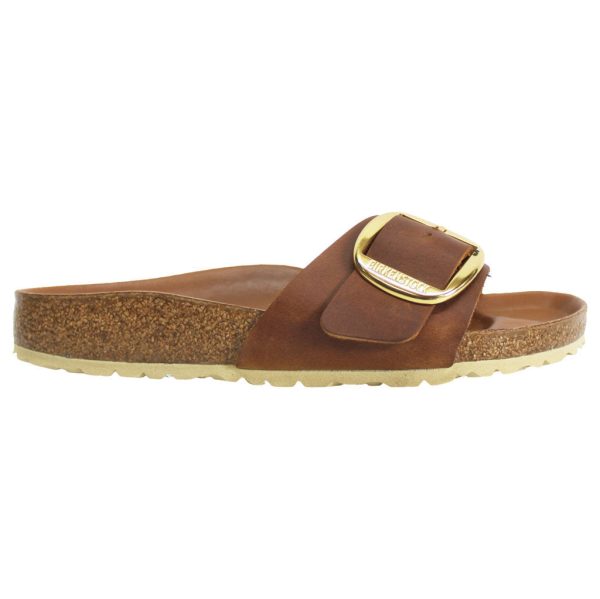 Birkenstock Madrid Big Buckle Metallic Suede Womens Sandals Cognac - UK 5 Hot on Sale