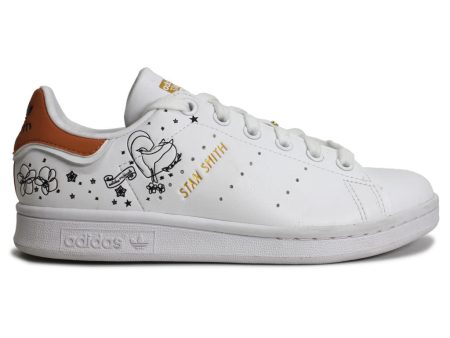 Adidas Stan Smith GW5167 Leather Womens Trainers - White Orange - UK 4 Online Sale