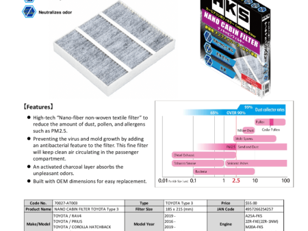 HKS Nano Cabin Filter Toyota Type3 Cheap